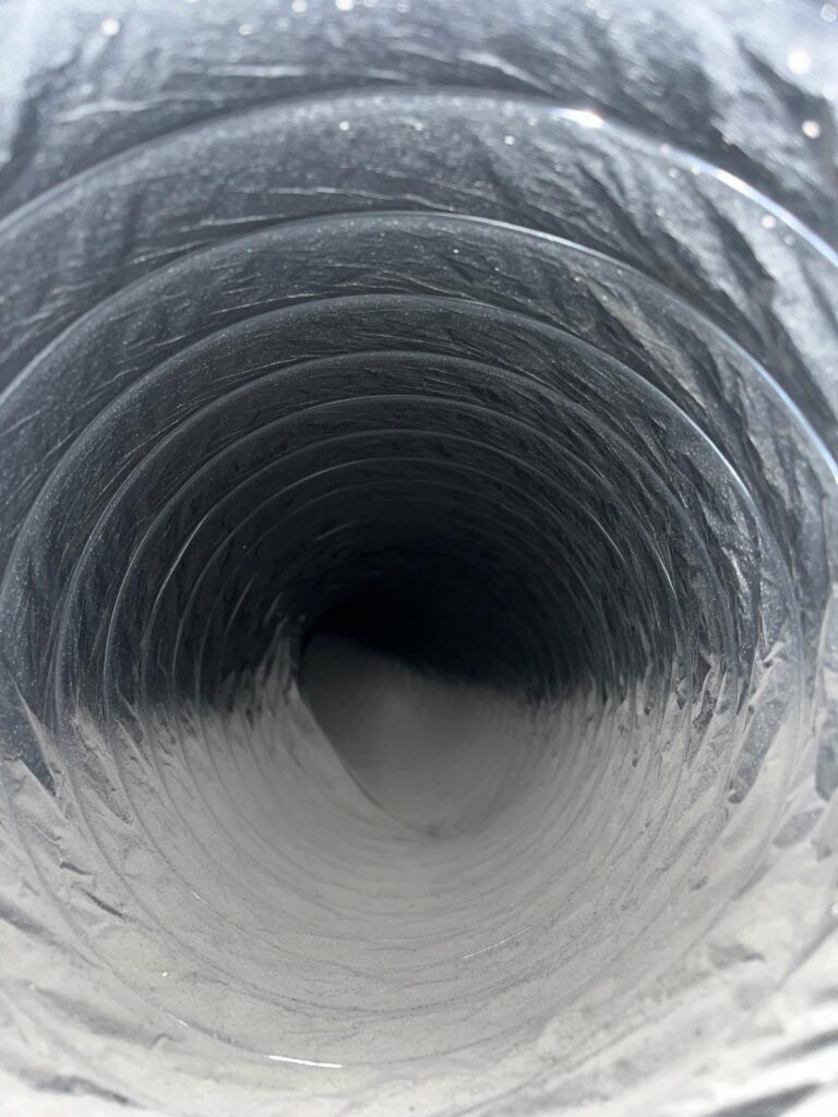 Clean flexible air duct after professional air duct cleaning in Land O' Lakes FL